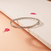 Sleek Silver Kada with CZs for Daily Wear