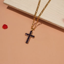 Silver Stone-Studded Holy Cross Pendant