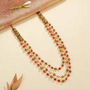 Stepped Silver Mala with Coral Stones and Nakshi Beads