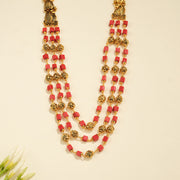 Silver Stepped Mala with Antique Bead Highlights and Corals