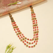 Silver Stepped Mala with Antique Bead Highlights and Corals