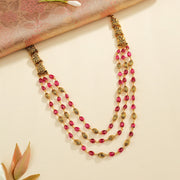 Silver Mala with Pink and Green Stone Bead Highlights