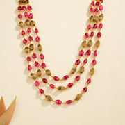 Silver Mala with Pink and Green Stone Bead Highlights