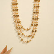Silver Stepped Nakshi Mala with Pearl Highlights