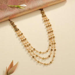 Silver Stepped Nakshi Mala with Pearl Highlights