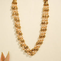 Silver Stepped Mala with Nakshi Highlights and Pearls