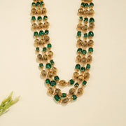 Antique Silver Mala with Green Stone Highlights