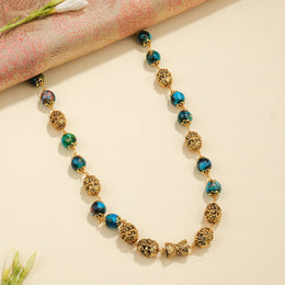 Heavy Antique Silver Mala with Bead Highlights