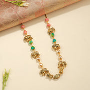 Festive Elephant Silver Motif Mala with Beads and Pearls