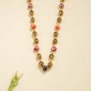 Antique Gold-Toned Silver Beaded Mala with Multicolour Accents