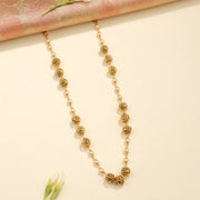 Antique Gold-Toned Silver Beaded Mala with Pearls