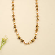 Antique Gold-Toned Silver Beaded Mala with Pearls