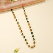 Antique Silver Beaded Mala with Deep Green Accents