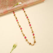 Silver Beads Mala with Pearls, Red Stones and Nakshi