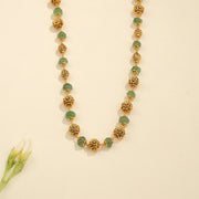 Elegant Silver Mala with Nakshi Beads and Green Stones