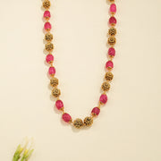 Classic Silver Mala with Nakshi Beads and Red Stones