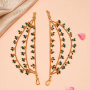 Silver Three-Layered Champaswaraalu with Green Stones