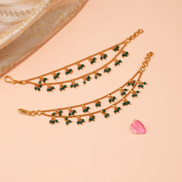 Traditional Silver Champaswaraalu with Green Stones