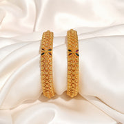 Regal Silver Bangles with Floral Design and Colorful Stone Accents