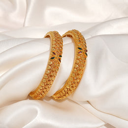 Regal Silver Bangles with Floral Design and Colorful Stone Accents