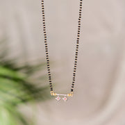 Silver Black Bead Chain with Diamond Shaped Pendant