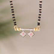 Silver Black Bead Chain with Diamond Shaped Pendant