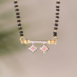 Silver Black Bead Chain with Diamond Shaped Pendant