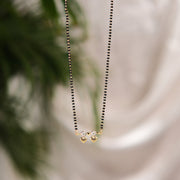 Classic Silver Black Bead Chain with Heart Shaped CZ Pendant