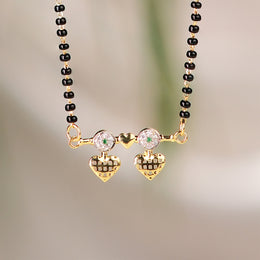 Classic Silver Black Bead Chain with Heart Shaped CZ Pendant