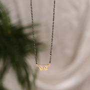 Regal Silver Black Bead Chain with CZ Pendant