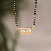 Regal Silver Black Bead Chain with CZ Pendant