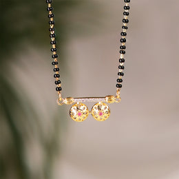 Regal Silver Black Bead Chain with CZ Pendant