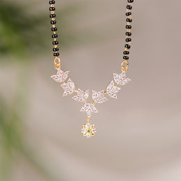 Elegant Silver Black Bead Chain with Lotus Pendant