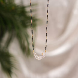 Exquisite Silver Black Beads Chain with CZ Peacock Pendant