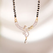 Elegant Silver Black Bead Chain with CZ Peacock Pendant
