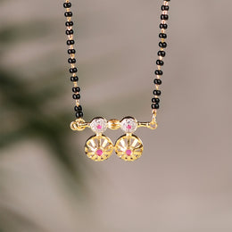 Simple Silver Black Bead Chain with Stone Pendant