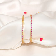 Simple Silver Tennis Style CZ & Red Stone Bangles