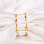 Elegant Ruby and CZ Gold Bangles with Leaf Motifs