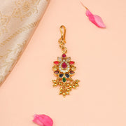 Silver Maang Tikka with Multicoloured Stones