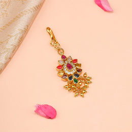 Silver Maang Tikka with Multicoloured Stones