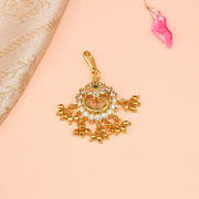 Silver Floral Maang Tikka with Kundans