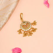 Silver Floral Maang Tikka with Kundans