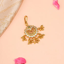 Silver Floral Maang Tikka with Kundans