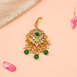 Silver Maang Tikka with Kundans and Pearls