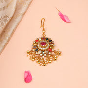 Silver Stone-Studded Maang Tikka with Floral Design