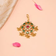 Silver Maang Tikka with Coloured Kundans