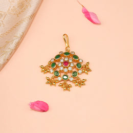 Silver Maang Tikka with Coloured Kundans