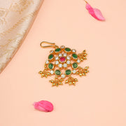 Silver Maang Tikka with Coloured Kundans