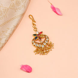 Silver Floral Multistone Maang Tikka