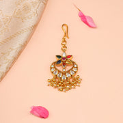 Silver Floral Multistone Maang Tikka